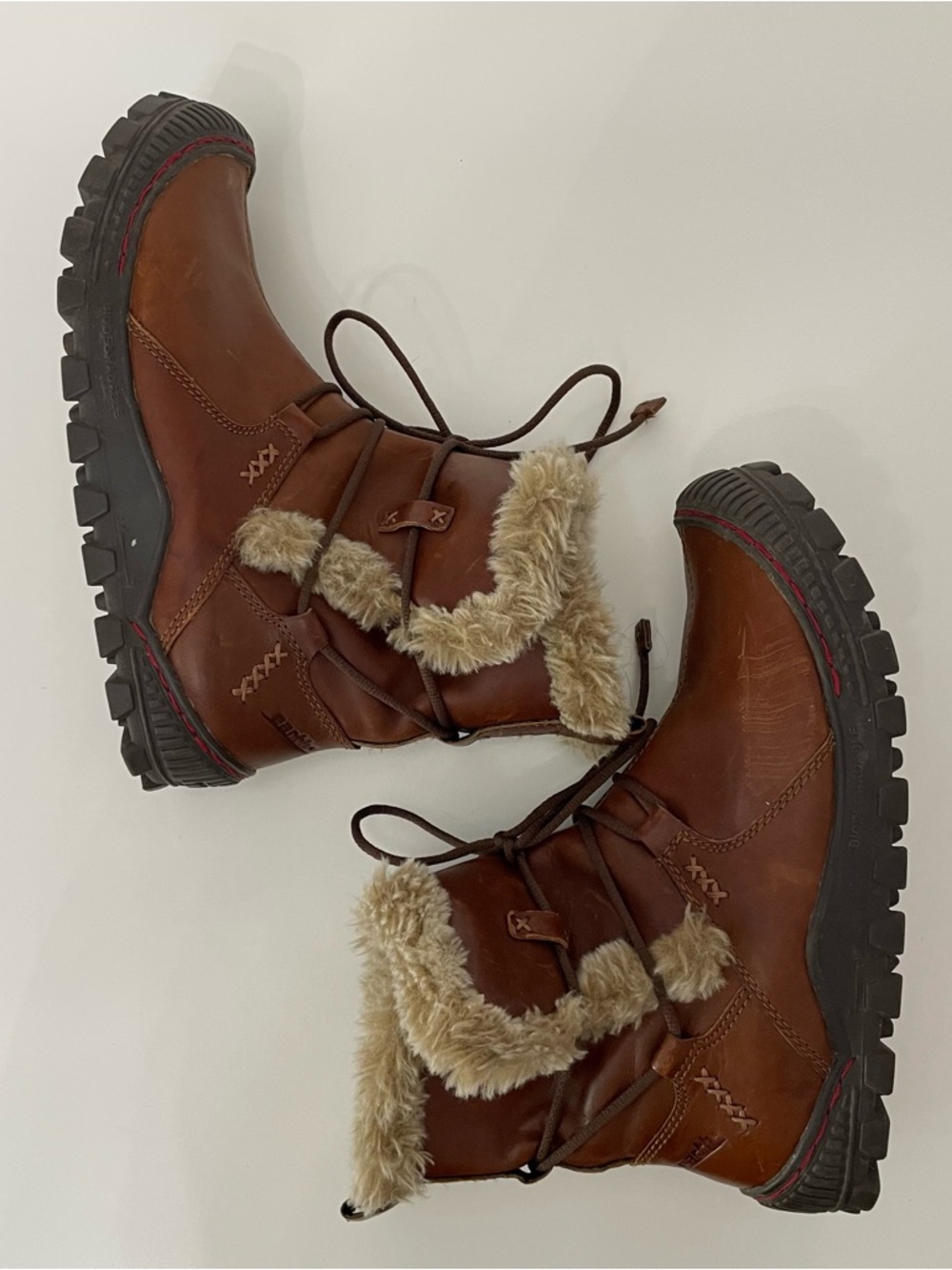 Earth Kalso Bridle Brown Leather Lace-Up Faux Fur Winter Boots, Women's size 9 - Picture 7 of 12